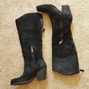 Guess knee high black leather boots US 6